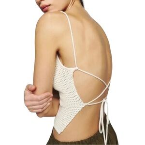 Reformation Linda Open Back Crochet Tank Top 100% Organic Cotton Size XL NWT